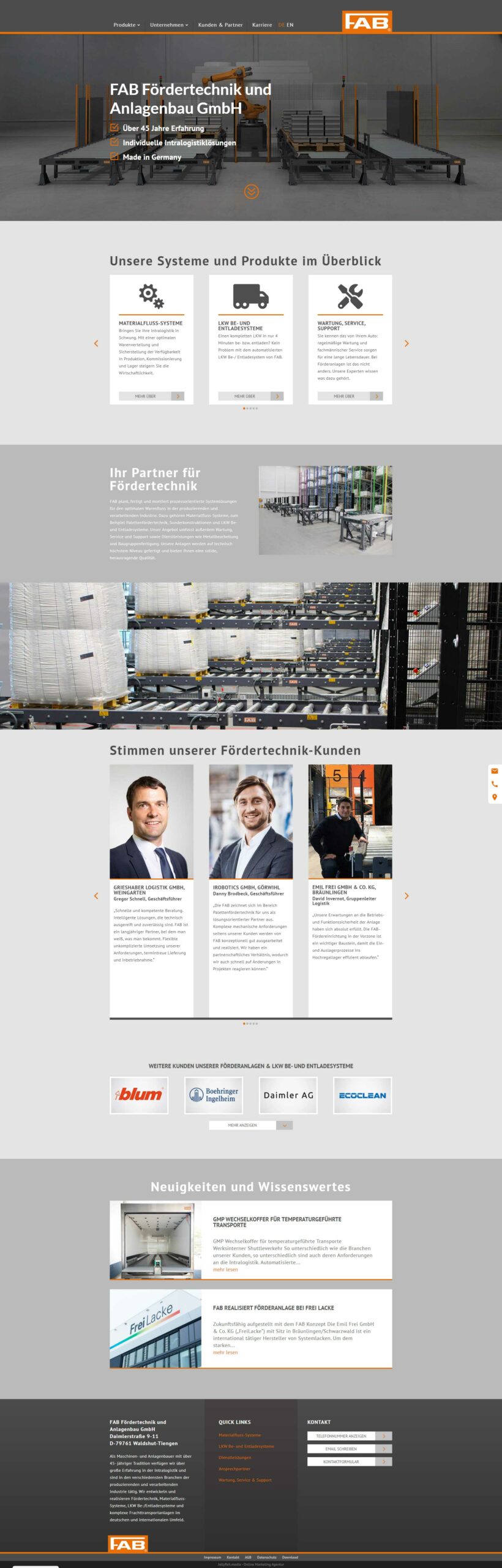 FAB Fördertechnik Website